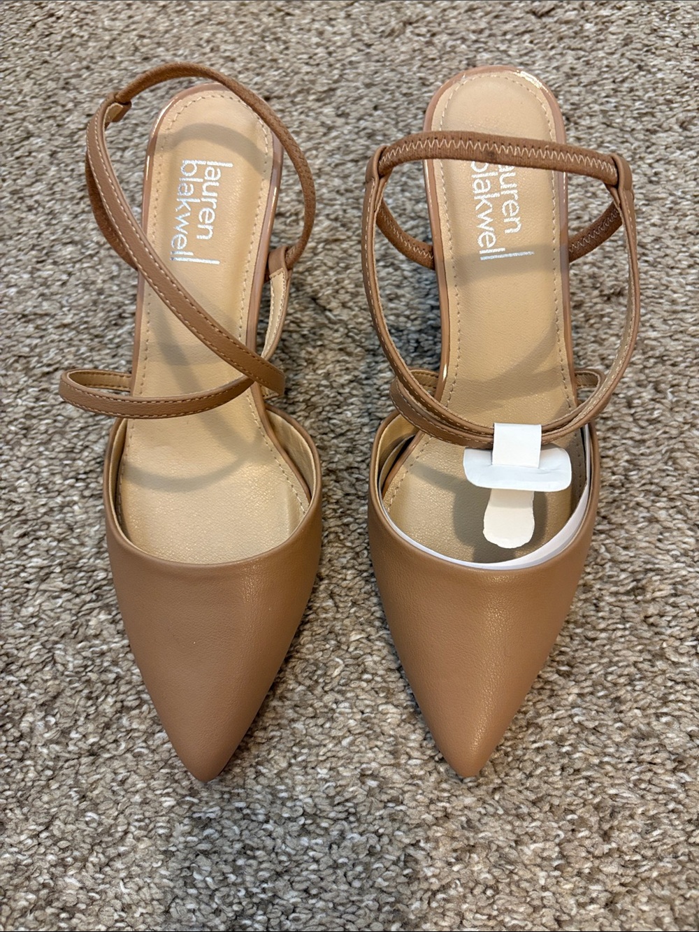 Lauren Blakwell Tan Pointed-Toe Ankle-Strap Heels *NEVER WORN*